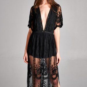 Honey Punch | Lace Maxi Romper | Sz Small